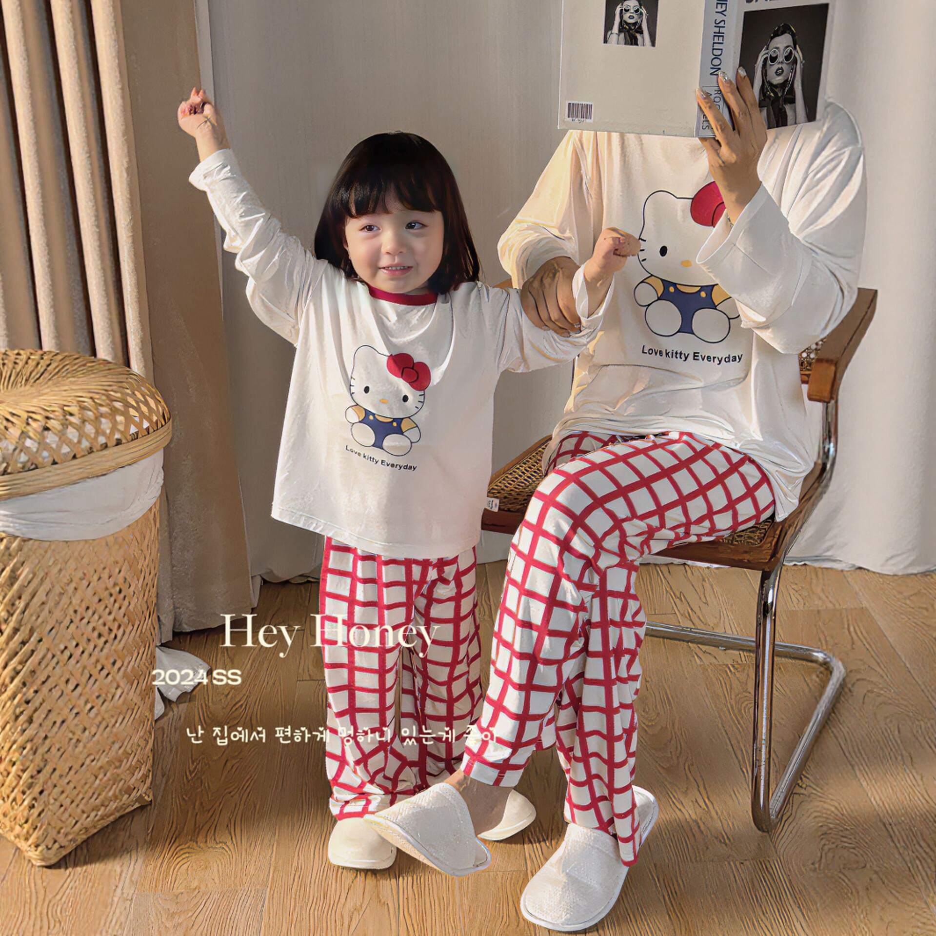 现货大小卷HeyHoney 儿童春夏莫代尔卡通两件套装亲子家居服睡衣