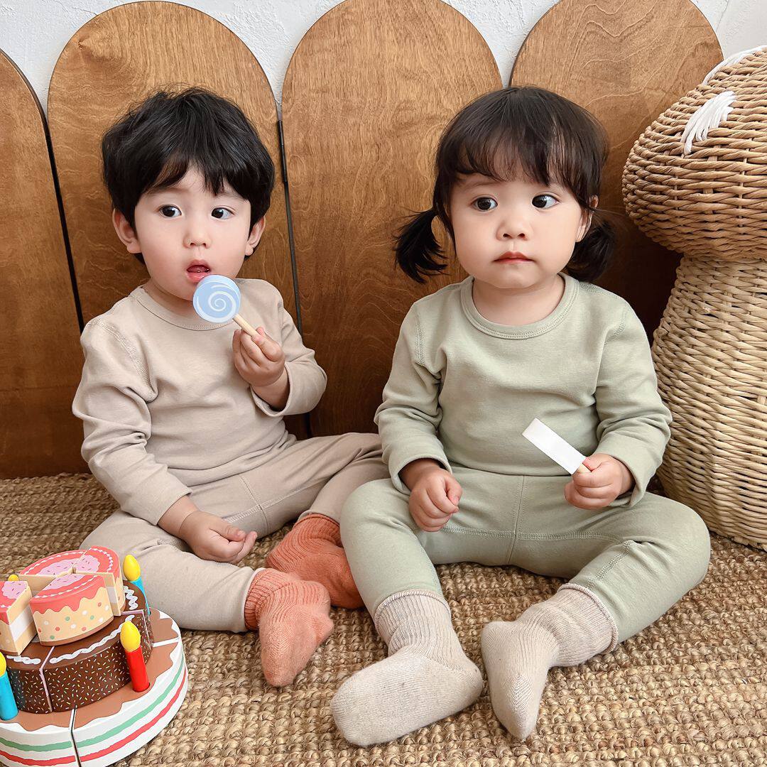 儿童无骨秋衣秋裤男女童保暖纯棉内衣宝宝睡衣套装秋冬款家居服韩