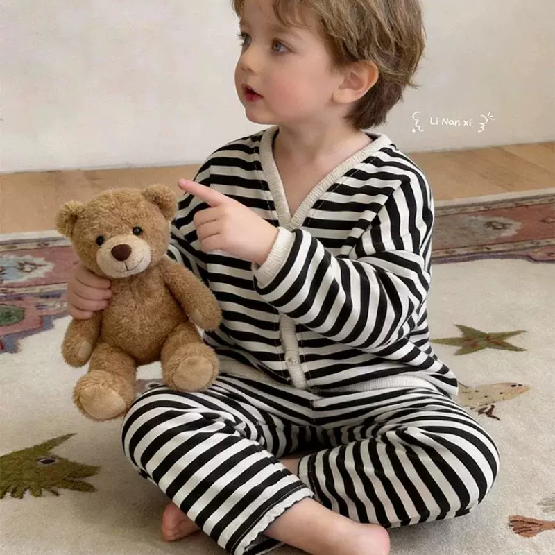 里南希 儿童卫衣卫裤开衫26早春a类外穿休闲男童针织上衣裤子套装