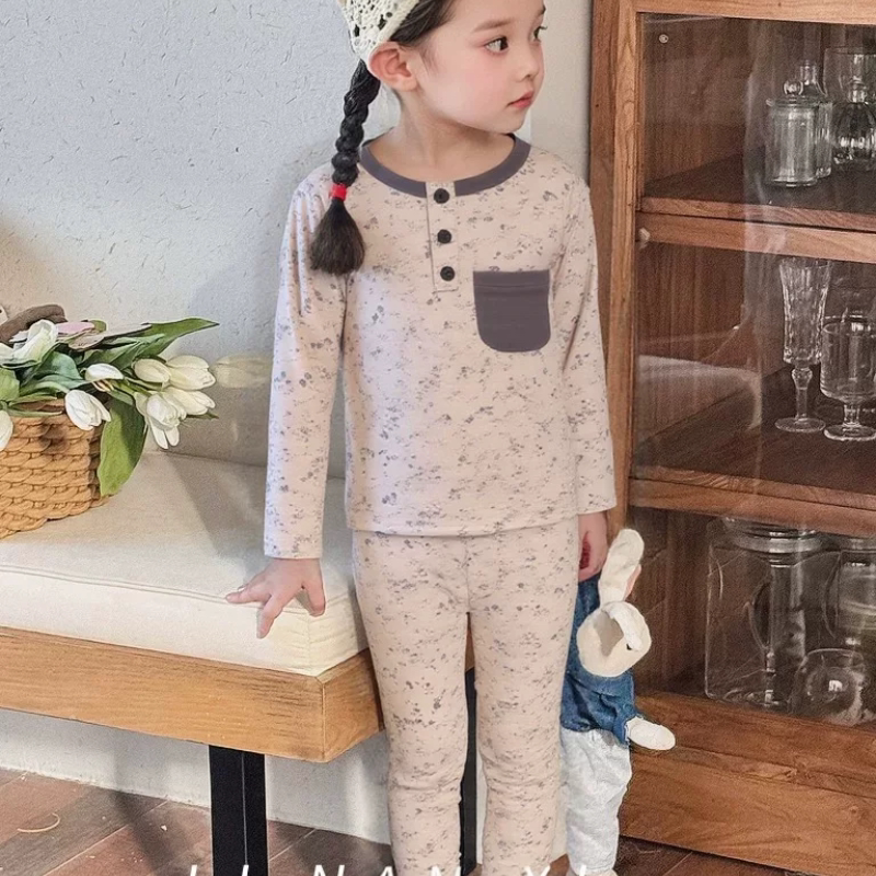 里南希儿童秋季睡衣套装2025新款男童秋衣秋裤舒适女童睡衣居家服