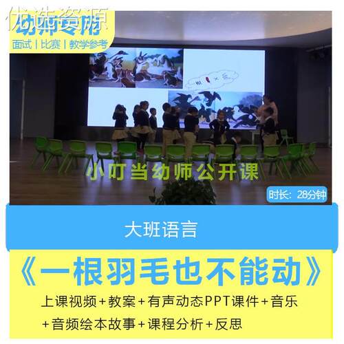 幼儿园优质公开课大班语言绘本《一根羽毛也不能动》教案课件ppt