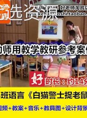 好老师幼儿园教研优质公开课小班语言听说游戏《白猫警士捉老鼠》