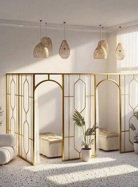 美容院屏风隔断墙客厅隔出房间养生馆现代简易轻奢铁艺遮挡可定制