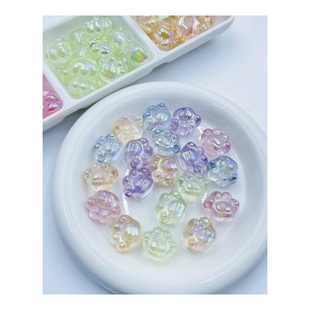 配件钥匙扣配饰夜明珠项链手工串珠立体猫爪横孔夜光石饰品挂件