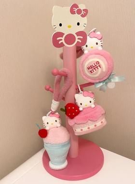 可爱kt猫收纳架高颜值置物架挂件耳机收纳木质粉色杯子悬挂收纳架