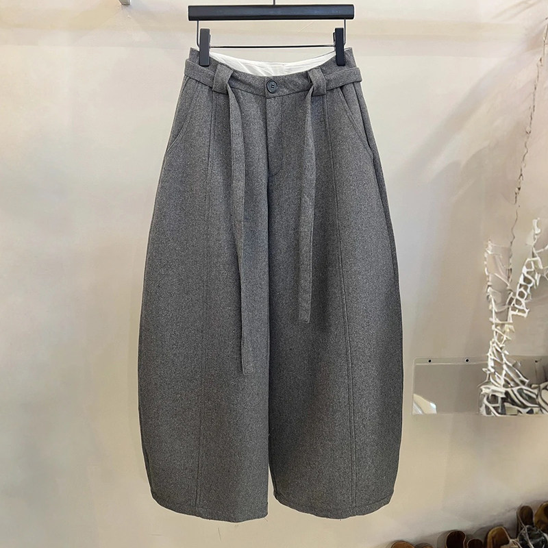 欧货高腰显瘦毛呢直筒休闲裤女秋冬新款宽松简约百搭阔腿九分裤,女装/女士精品,大码裤装,淘宝优惠券,粉丝福利购,淘宝优惠卷