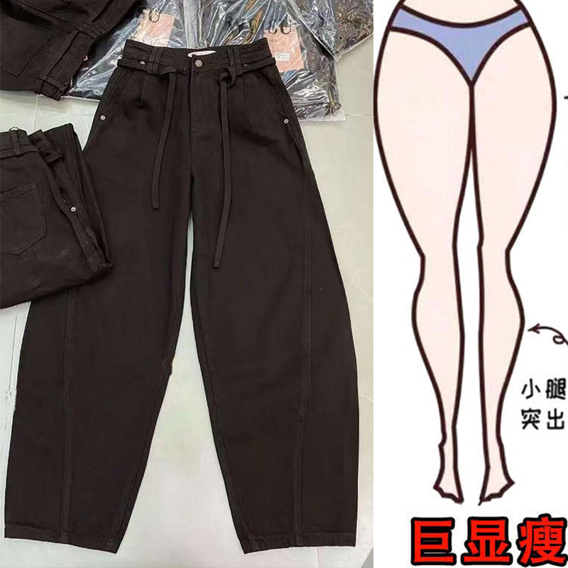 胖妹妹宽松显瘦窄版弯刀裤