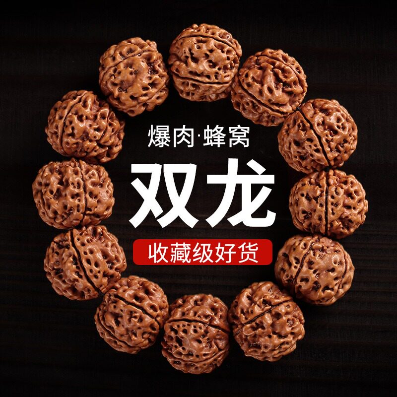 智初（饰品）尼泊尔大金刚菩提手串蜂窝双龙纹男女单圈文玩佛珠