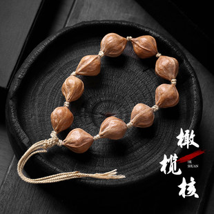 精品橄榄核手串梅林老树铁核原籽手持佛珠男女款老油核文玩手把件