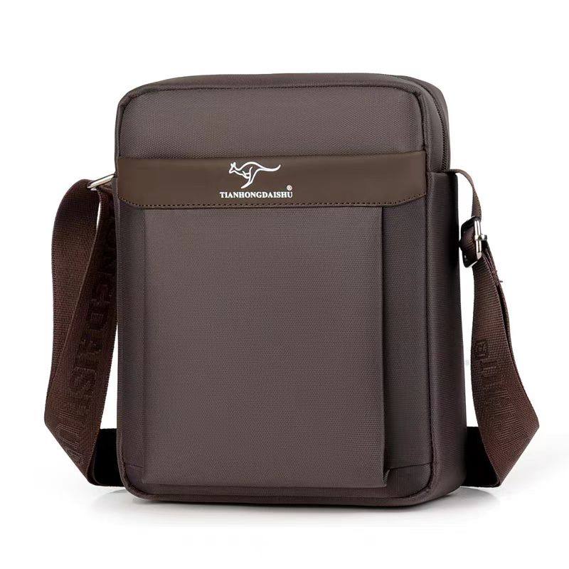 1帅桐袋鼠男士单肩包防水尼龙包韩版超轻斜挎包男包牛津布包竖款