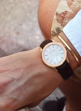 钛钢原创光面银色百搭配饰手环