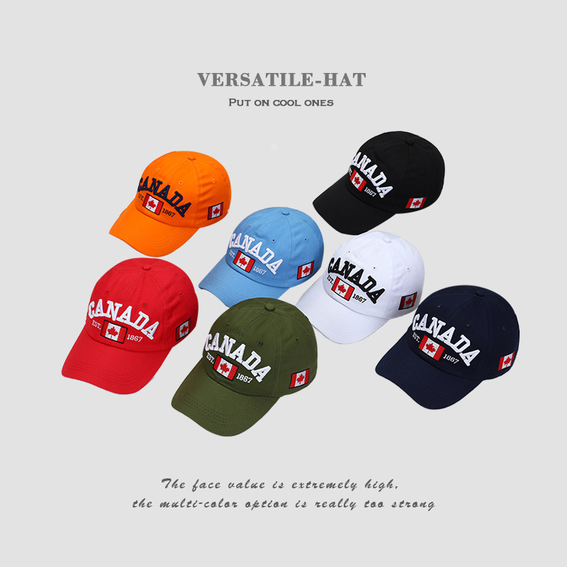 鸭舌帽女夏季ins潮牌帽子男遮阳帽加拿大枫叶女士夏天潮流棒球帽