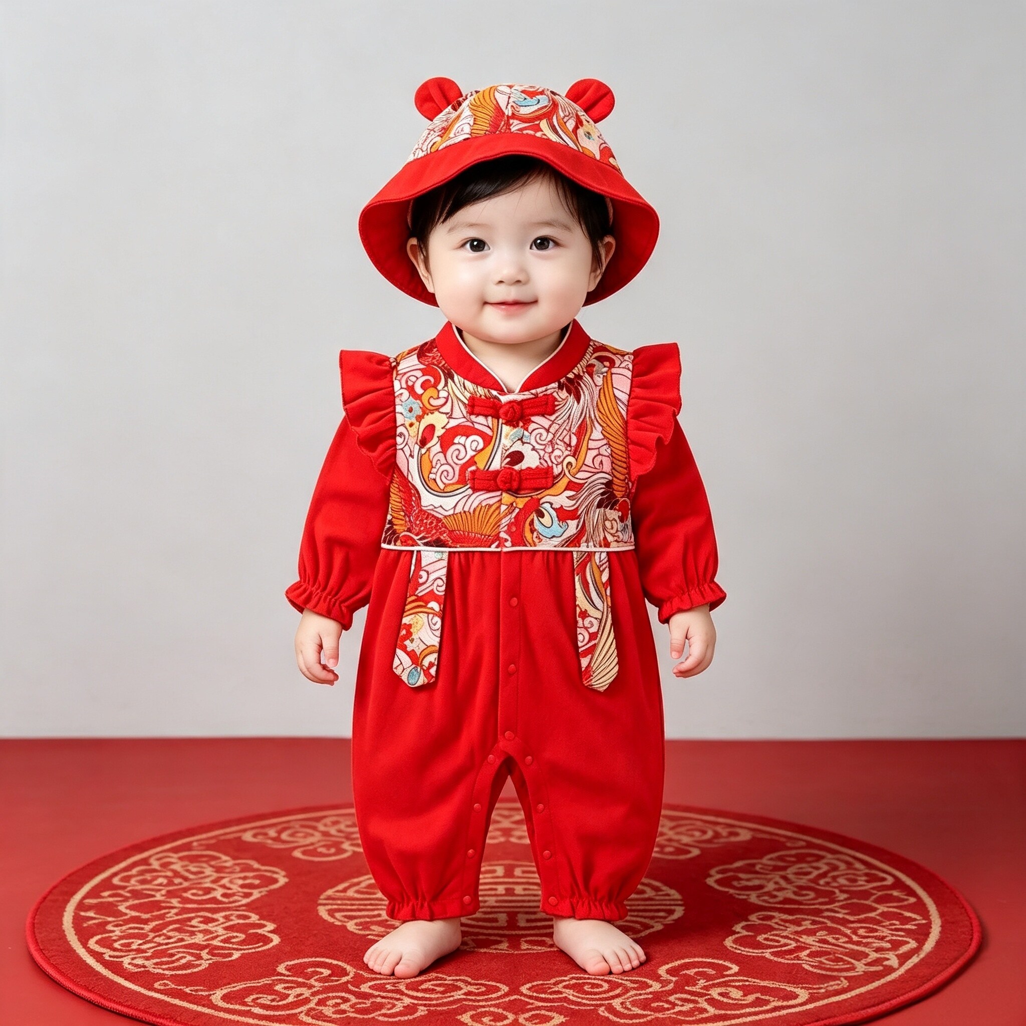 女婴儿衣服秋季男宝宝连体衣国风百天小月龄哈衣爬服秋装周岁礼服
