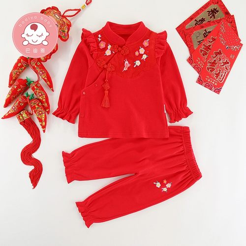 周岁礼服女宝宝新年装拜年服套装