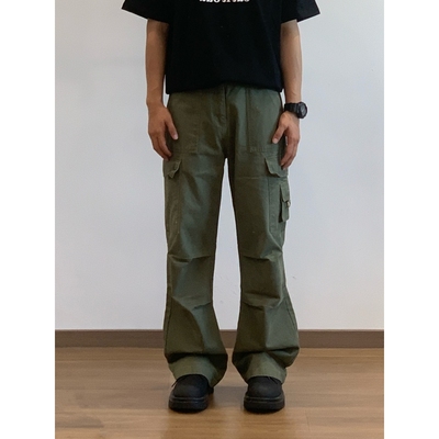 X1617多口袋夏季百搭长裤阔腿裤