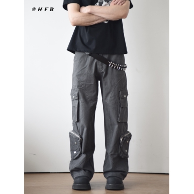 X1617显高水洗多口袋工装牛仔裤