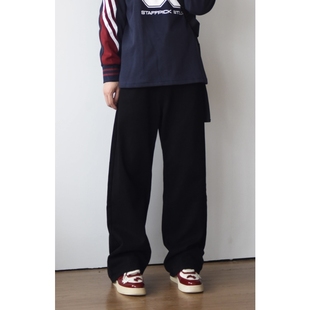 日系新款 阔腿裤 宽松百搭纯色直筒裤 休闲牛仔裤 男 垂感长裤 X1617