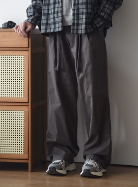 X1617 夏季日系纯色休闲舒适直筒休闲裤男宽松百搭长裤工装裤男