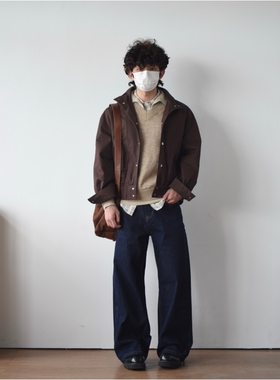 X1617 美式复古cleanfit通勤日常立领夹克短款长袖工装外套男Y580