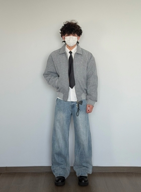 X1617 美式复古短款毛呢外套老钱风加厚白鸭绒轻薄羽绒服UN25022