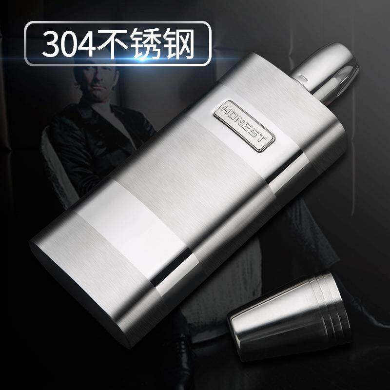 304不锈钢大容量酒壶户外随身便携12盎司男士酒壶配酒杯