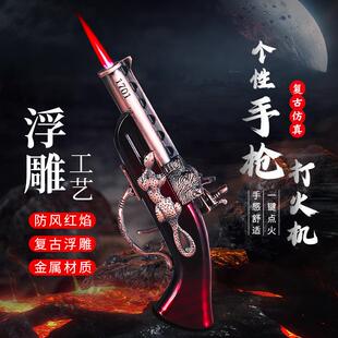 跨境炫酷复古洋枪打火机带支架充气潮流玩具摆件工艺品手枪打火机