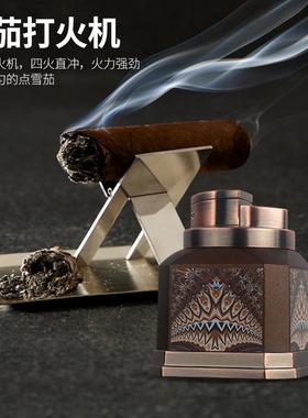 创意百诚八角防风打火机四直冲大火力红色火焰点烟器个性金属火机