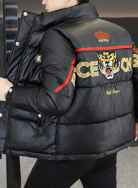 欧洲站冬季男士加厚保暖棉服新款痞帅时尚休闲立领潮牌棉衣服外套