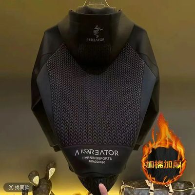 欧洲站轻奢高定男装连帽夹克冬季新款高端宽松休闲加棉复古外套