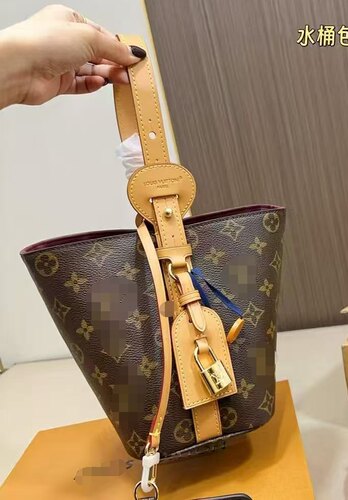 2026新款真皮女包老花蝴蝶结水桶包多功能变形单肩斜挎包