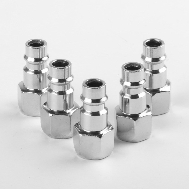 气管快速接头欧式三合一公插芯内丝G1/4英螺纹启动元Z件快速换插