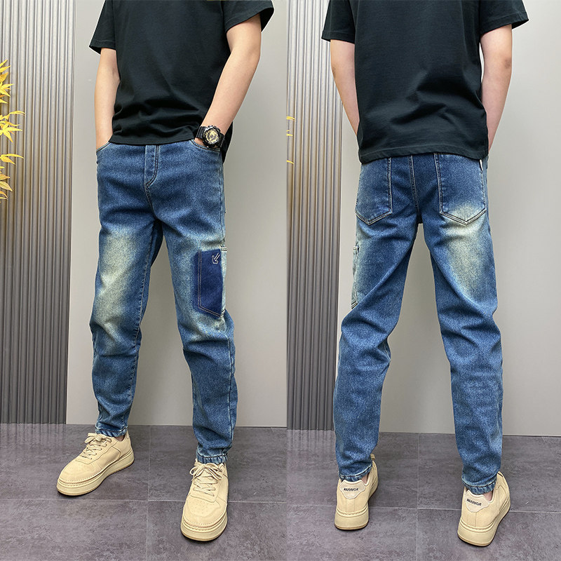 秋冬加绒加厚牛仔裤男宽松直筒阔腿老爹裤韩版青年百搭水洗小脚裤