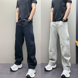 加绒休闲裤 百搭弯刀运动裤 男士 休闲宽松美式 纯色卫裤 2026秋冬新款