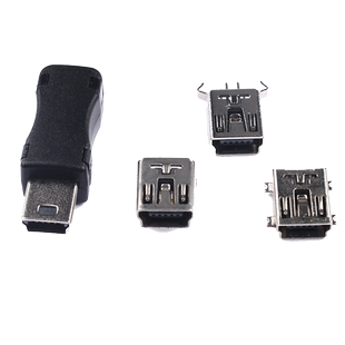 迷你USB插座接口贴片母座 (mini-USB) 5PF弯针直针公头胶壳三件套