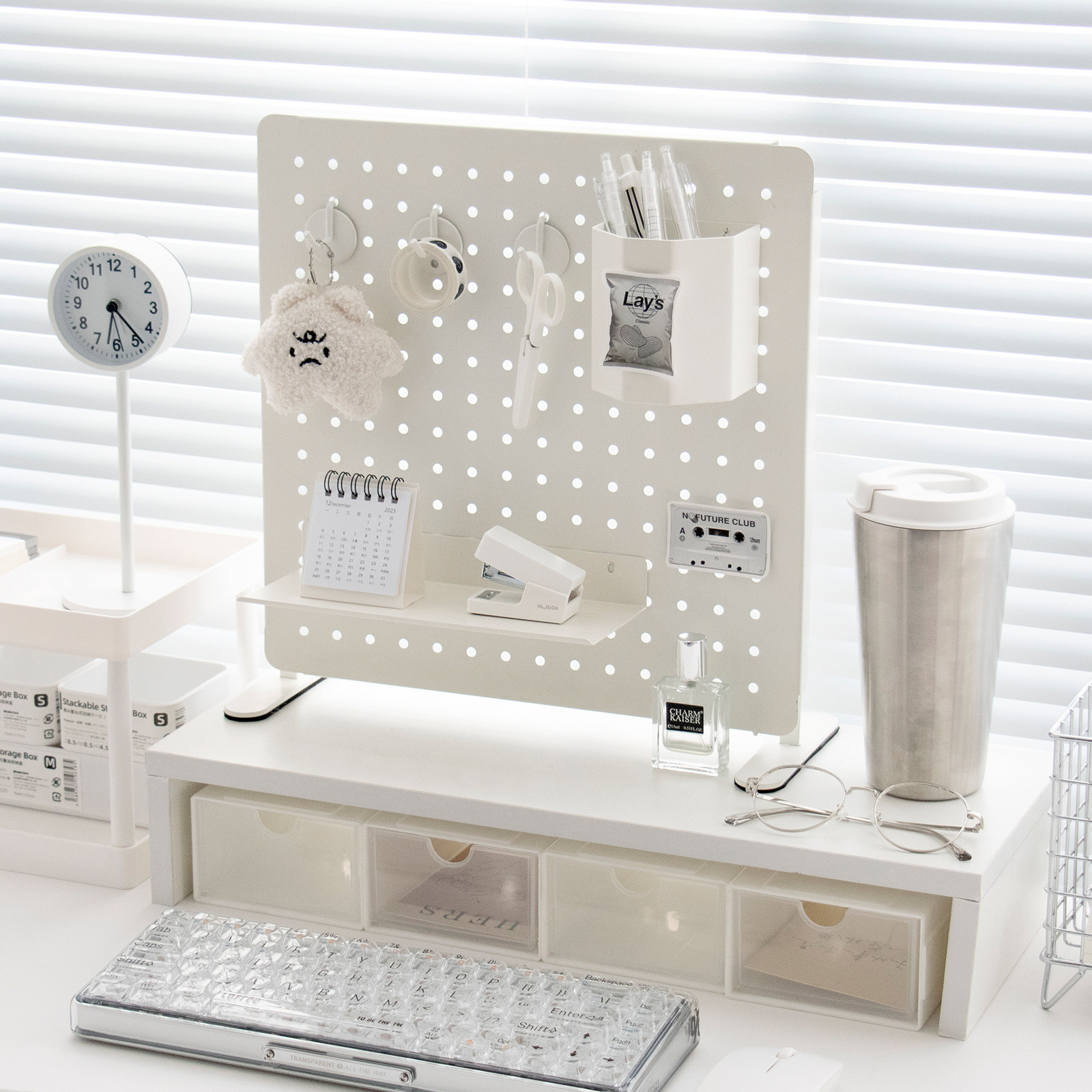 桌面洞洞板增高架电脑桌上挂板可立置物架书桌冲孔板收纳架免打孔