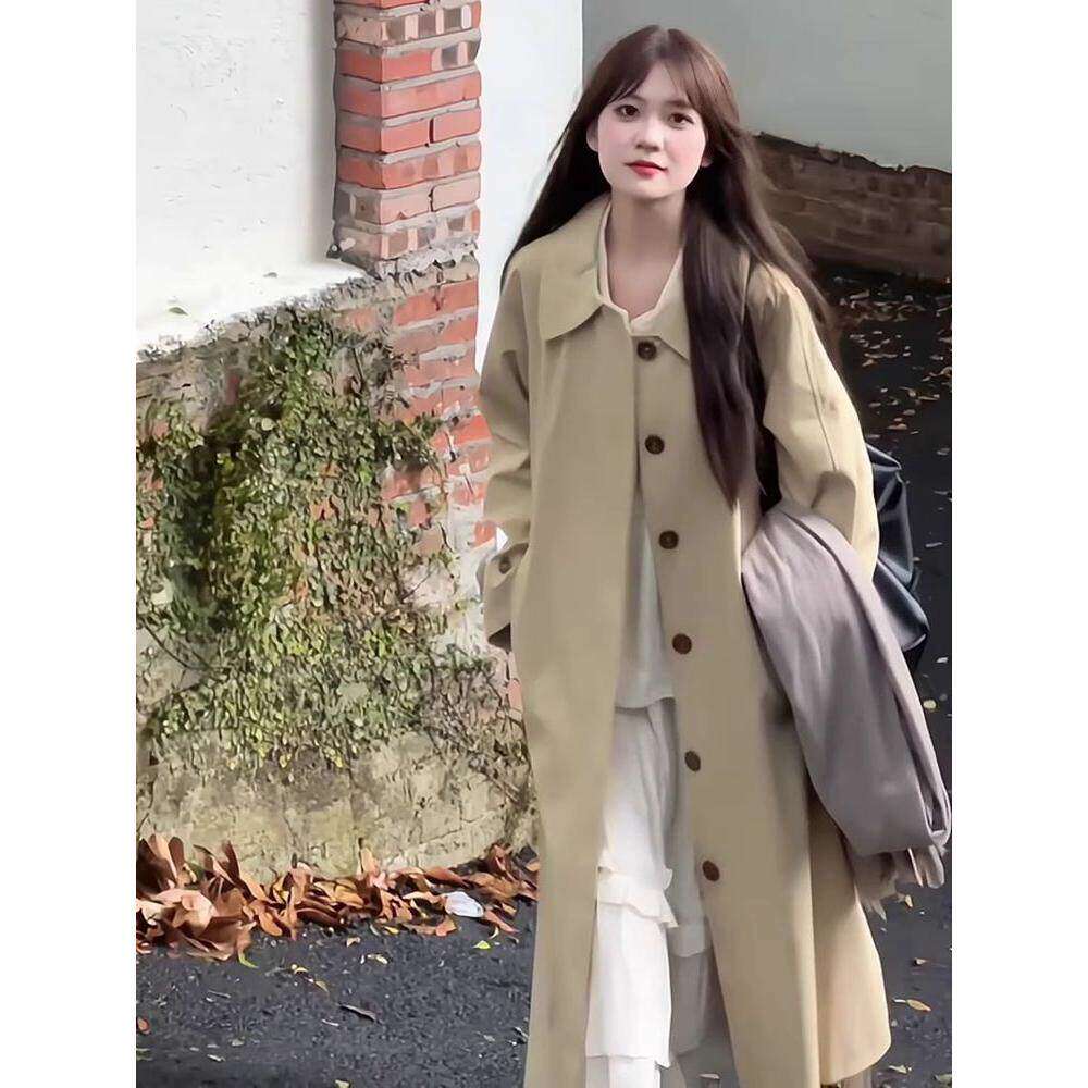 中长款卡其色风衣外套2025新款春秋季小个子高级英伦大衣长款