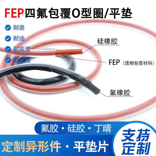 四氟包覆FEP PFA PTFE包氟胶O型圈全氟醚FFKMO型圈耐化学腐蚀丁青