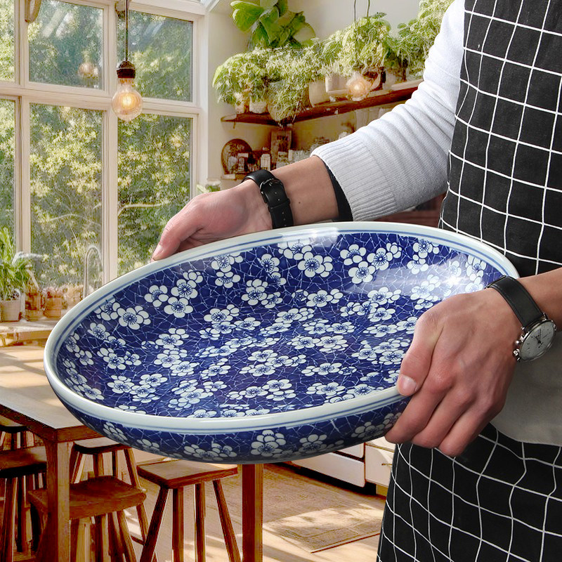 青花陶瓷大盘子鱼盘家用创意超大圆形菜盘大盘鸡剁椒鱼头专用大号,餐饮具,盘,淘宝优惠券,粉丝福利购,淘宝优惠卷