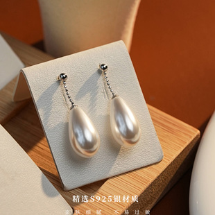水滴珠珠耳钉气质强光轻奢百搭复古法式 耳饰 优雅耳环高级感爆款