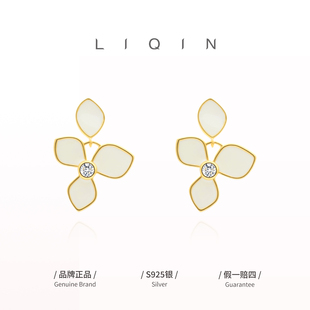 三角花锆石耳钉女小清新甜美风耳环文艺气质