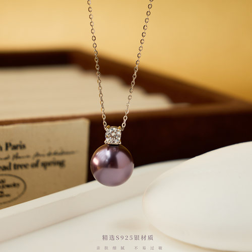 紫气东来紫珠戴妃项链女锁骨链