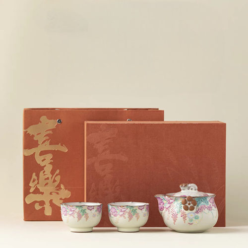 猪油冻小花园一壶二杯茶具套装手抓壶茶杯家用干泡组礼品礼盒装