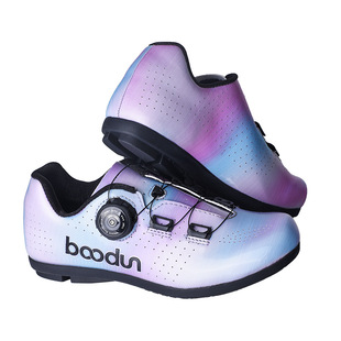 跨境博顿新款女式非锁骑行鞋 炫彩鞋面尼龙大底自行车鞋子批发