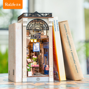 跨境rolife若来拱廊之约书立diy小屋3d立体拼图国潮积木diy拼装