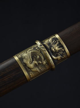 龙泉市刀剑工艺品花纹钢一体硬宝剑花梨木唐横刀防身冷兵器未开刃