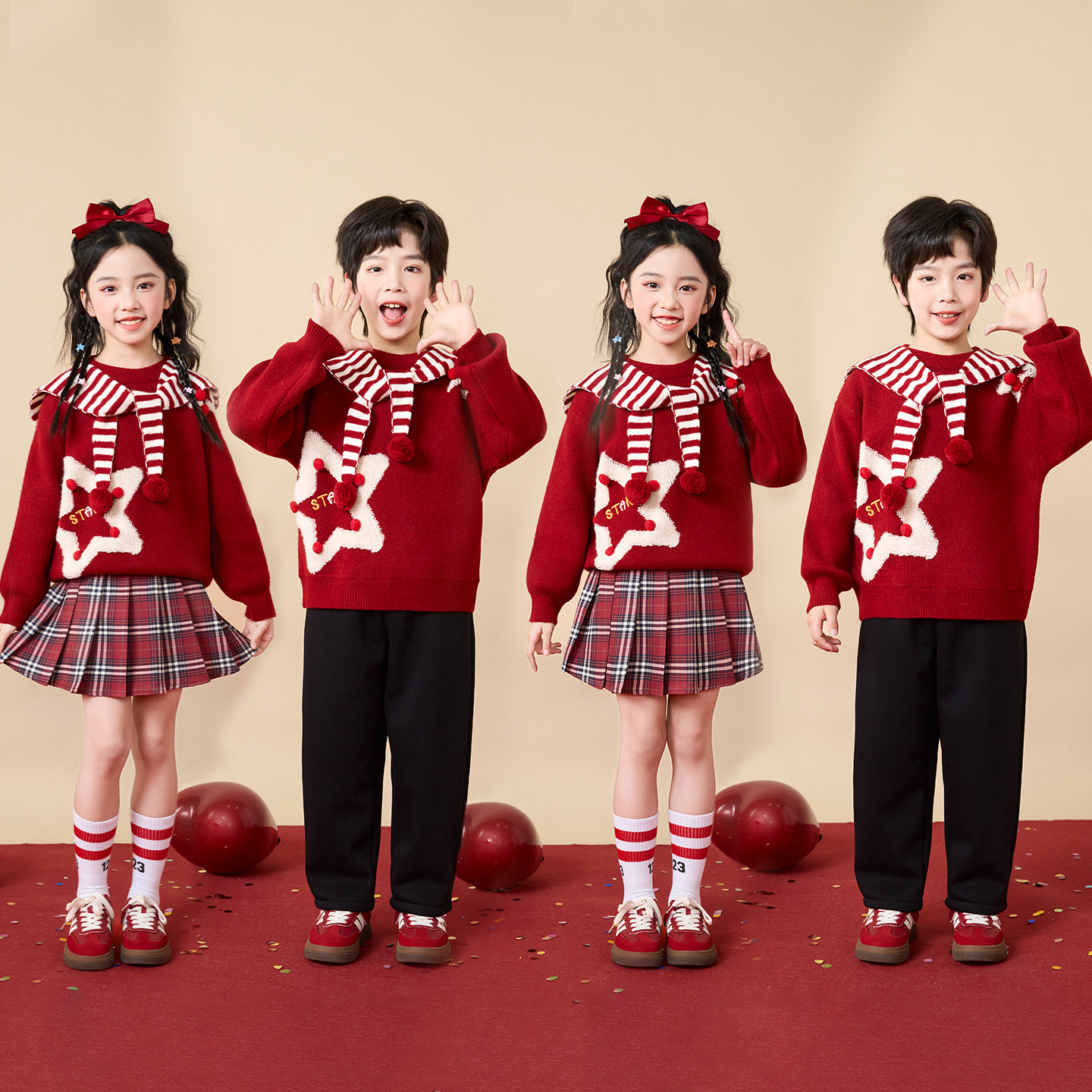 元旦儿童演出服合唱服表演服拜年服幼儿园小学生毛衣啦啦队亲子装,童装/婴儿装/亲子装,儿童演出服,淘宝优惠券,粉丝福利购,淘宝优惠卷