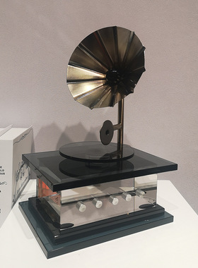 现代轻奢水晶播放机双头复古留声机摆件样板间创意CD唱片机装饰品