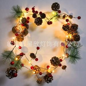 红果铃铛松果灯串松针果酱蘑菇圣诞灯串节日装饰圣诞节装扮串灯