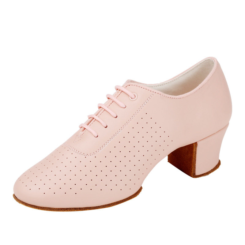 专业拉丁舞鞋女成人中跟真皮软底教师鞋日常练功练习舞蹈鞋