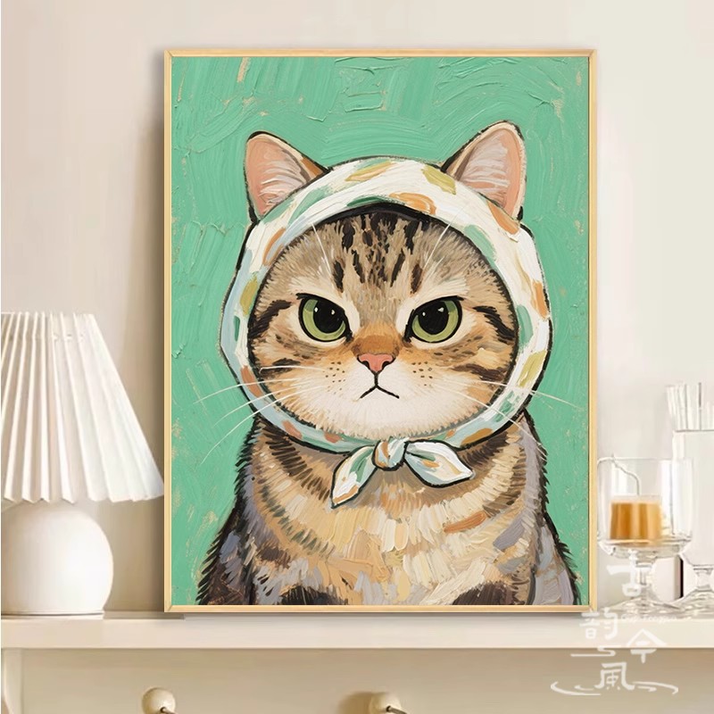 【戴头巾的小猫】十字绣2025新款满绣现代简约风刺绣钻石贴画diy